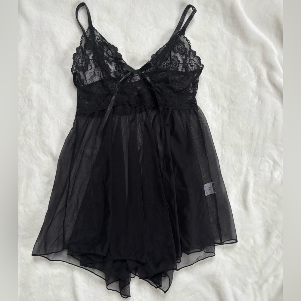 Black lace baby doll lingerie